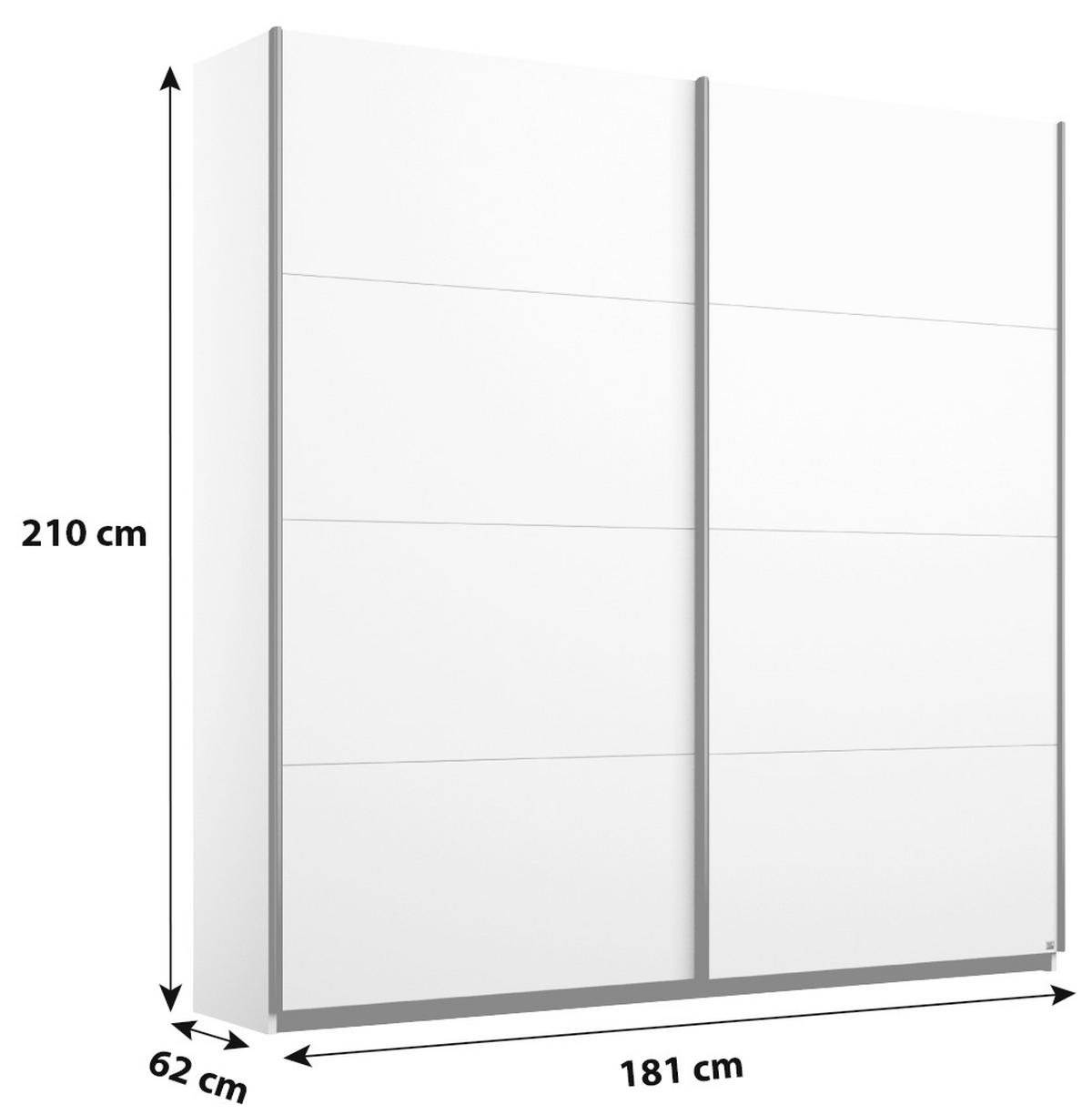 SCHWEBETÜRENSCHRANK in Weiss  - Weiss/Alufarben, Modern, Holzwerkstoff/Metall (181/210/62cm) - Rauch Möbel