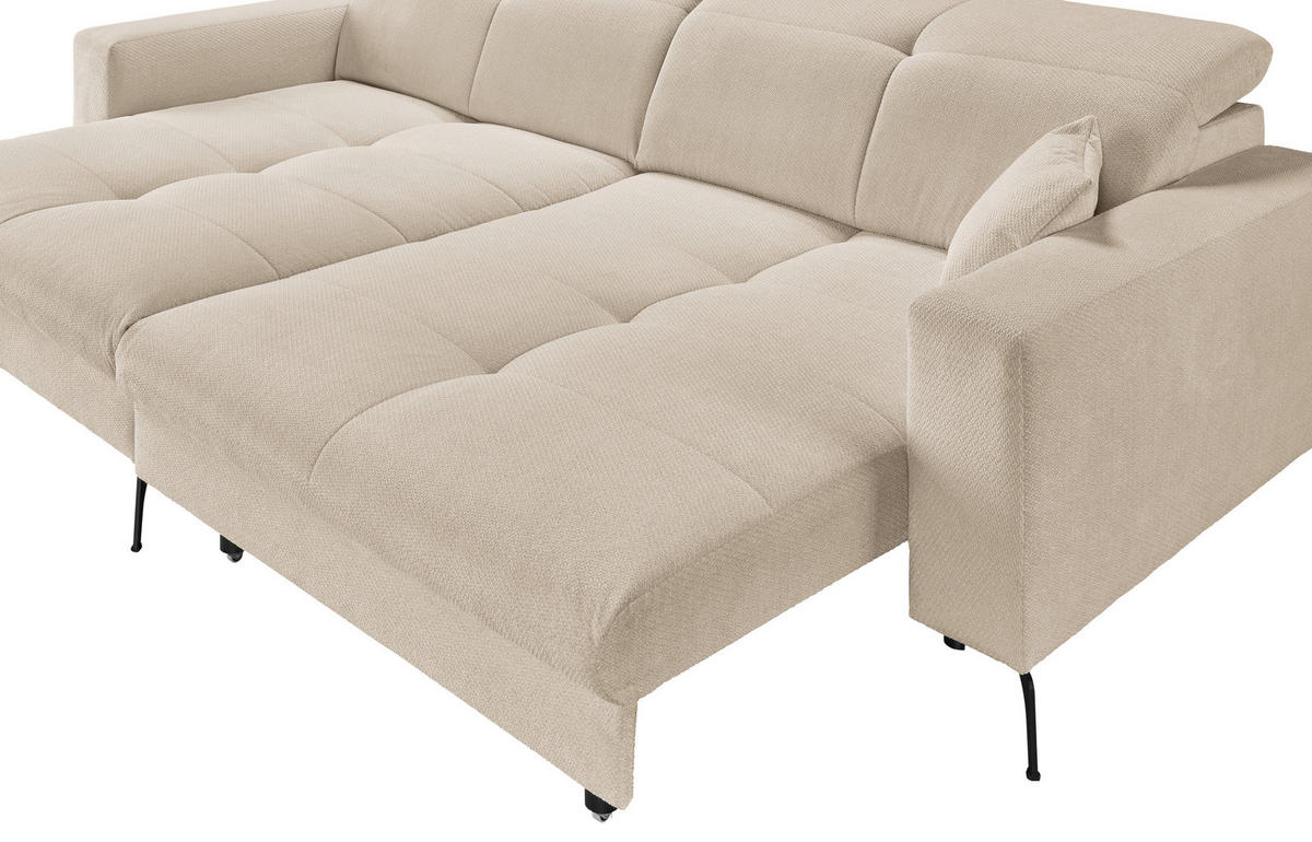 ECKSOFA Creme Webstoff  - Creme/Schwarz, KONVENTIONELL, Textil/Metall (180/285cm) - SetOne by Musterring