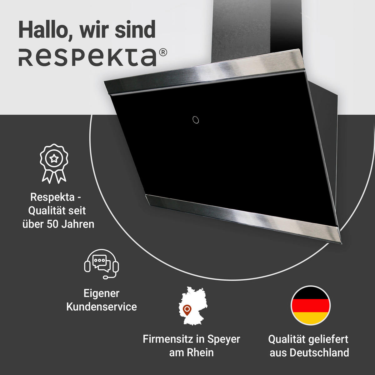 DUNSTABZUGSHAUBE CH89090S  - Schwarz, Trend, Glas/Metall (89,5/74,2-109,2/38,5cm) - Respekta