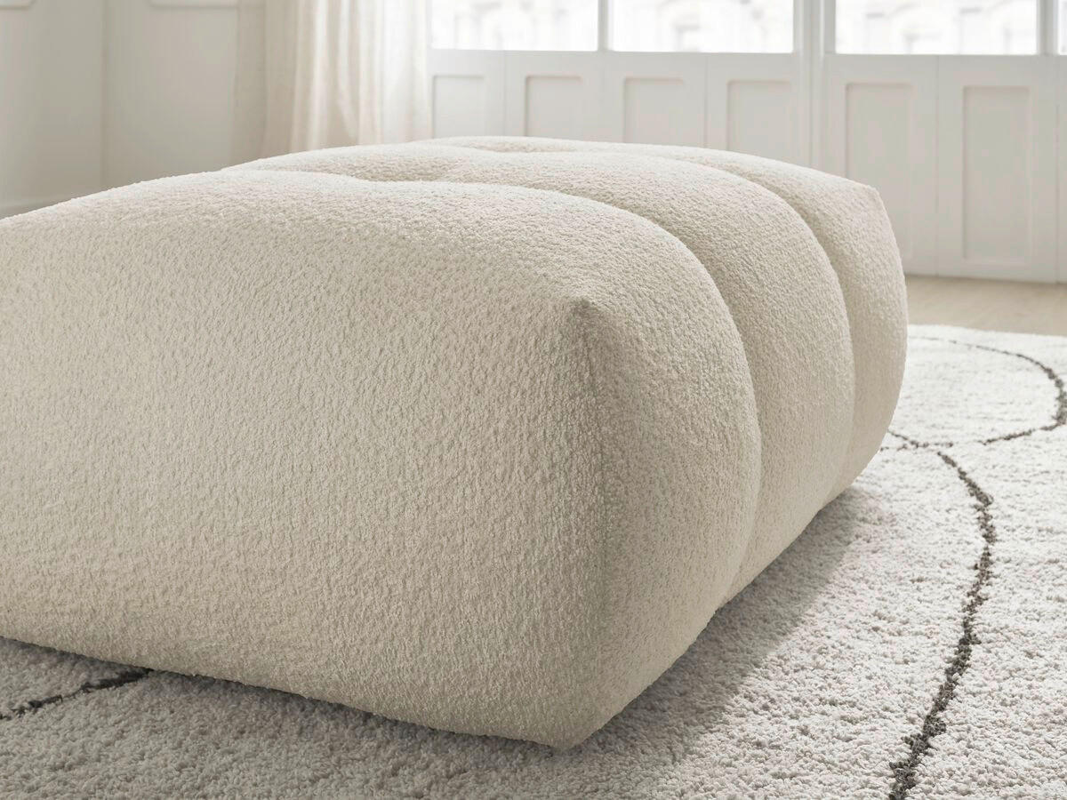 HOCKER FUJI  Bouclé Beige  - Beige/Schwarz, MODERN, Kunststoff/Textil (112/44/80cm)