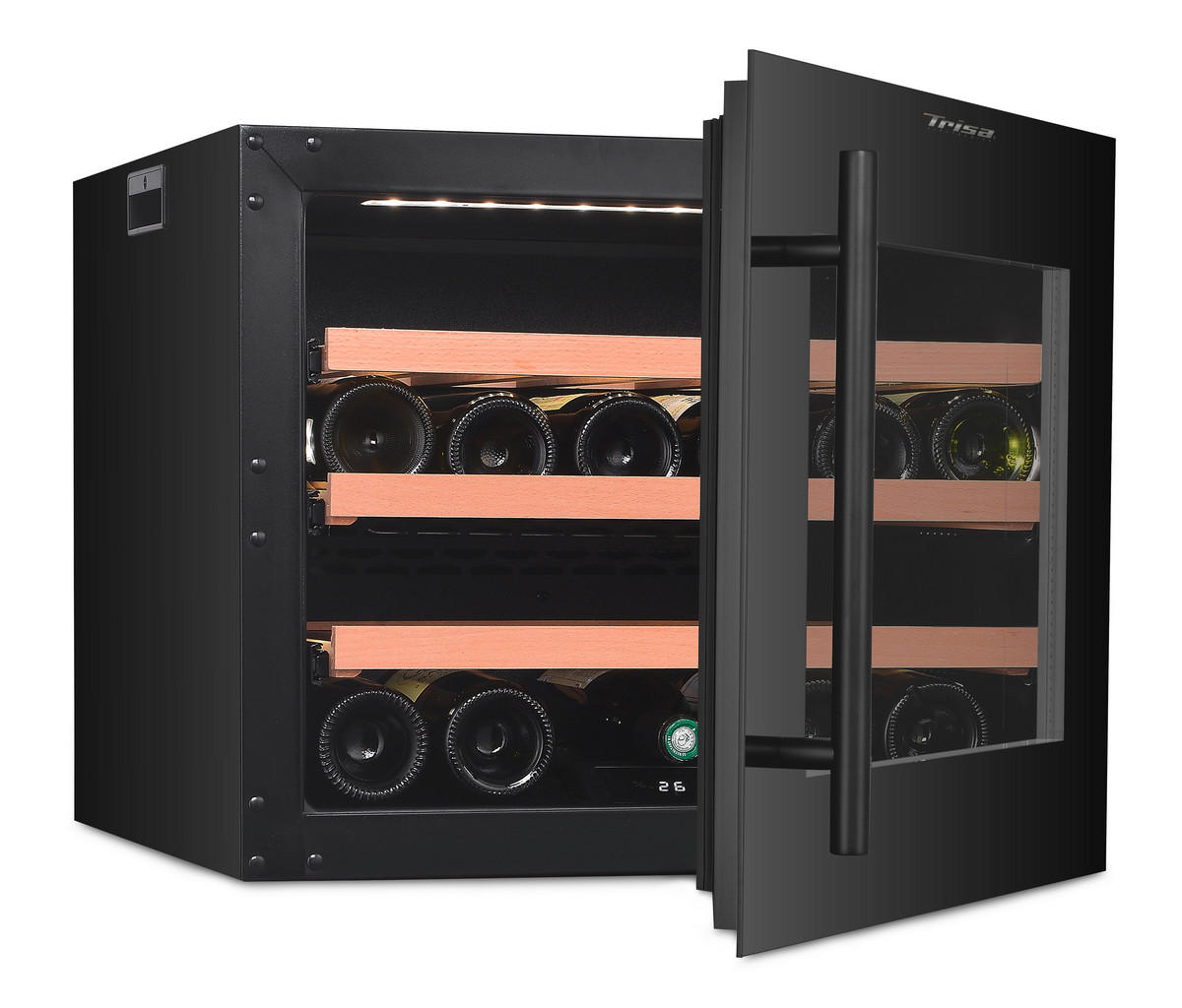WEINKÜHLSCHRANK 7805,6845  - Schwarz, Basics, Glas/Holz (59.20/55.90/45.50cm) - Trisa Electronics