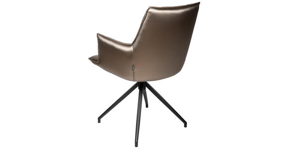 ARMLEHNSTUHL in Eisen Lederlook - Schwarz/Braun, Design, Textil/Metall (59/89,5/63cm) - Novel