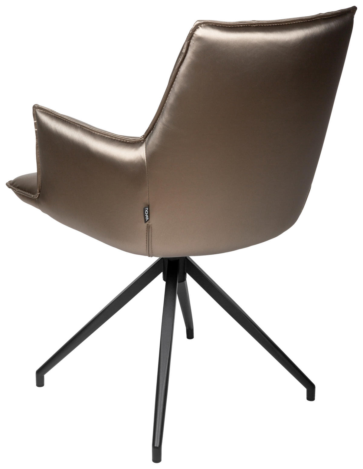 ARMLEHNSTUHL  in Eisen Lederlook  - Schwarz/Braun, Design, Textil/Metall (59/89,5/63cm) - Novel