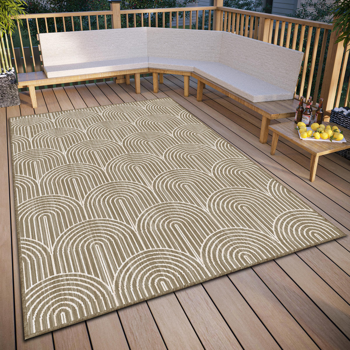 OUTDOORTEPPICH 160/230 cm Pangli Weiß, Cappuccino  - Weiß/Cappuccino, Design, Kunststoff (160/230cm)
