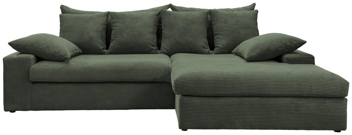 ECKSOFA in Cord Grün  - Schwarz/Grün, Modern, Kunststoff/Textil (278/200cm) - Livetastic