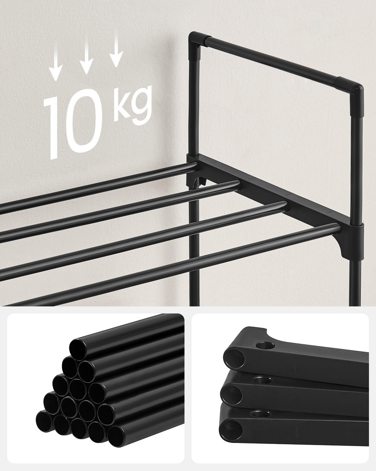REGÁL NA TOPÁNKY, čierna, 92/55/30 cm - čierna, Trend, kov/plast (92/55/30cm) - Boxxx