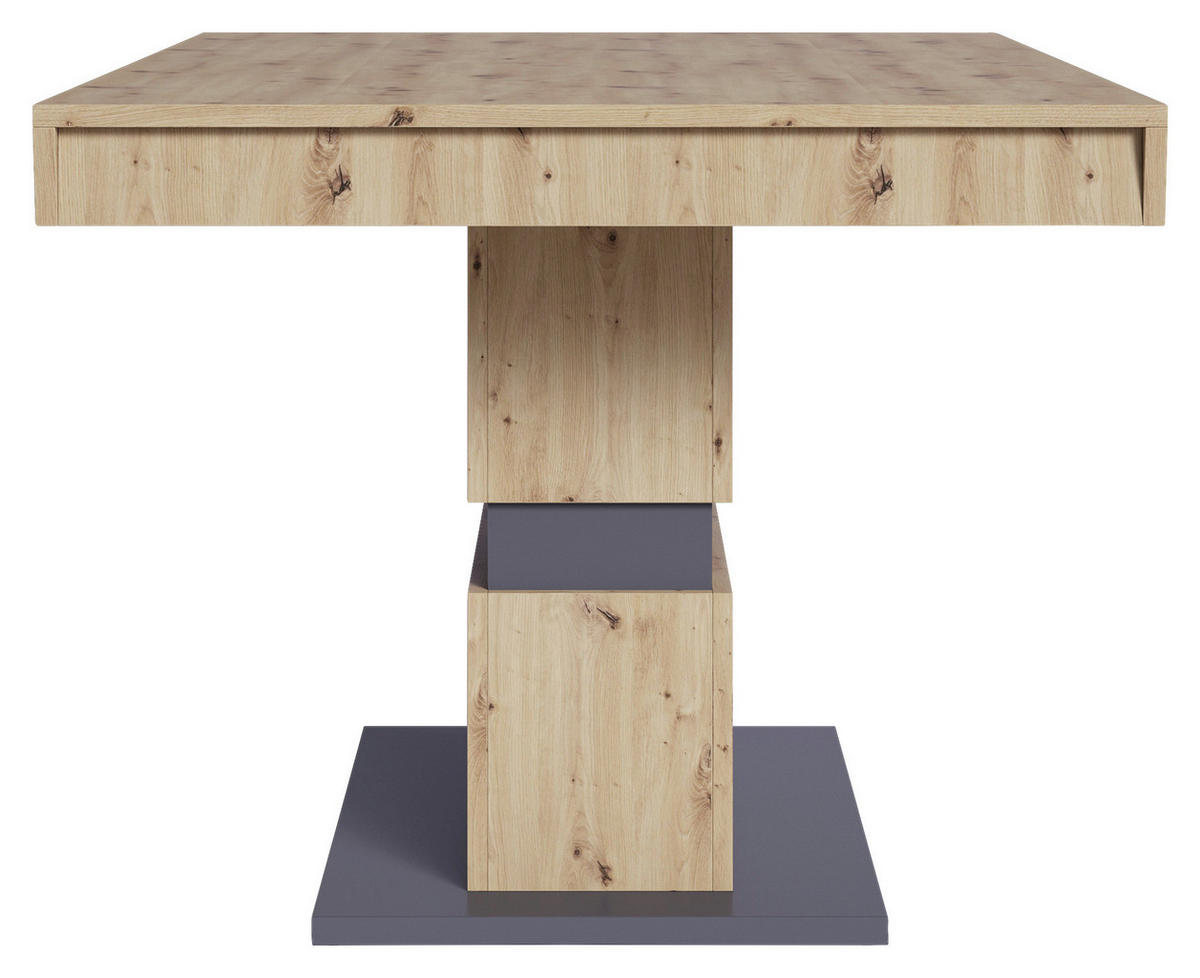 ESSTISCH Dunkelgrau, Eiche Artisan rechteckig  ausziehbar, lichtecht, in verschiedenen Größen erhältlich, in verschiedenen Holzdekoren erhältlich  - Dunkelgrau/Eiche Artisan, MODERN, Holzwerkstoff (160/90/75cm) - MID.YOU