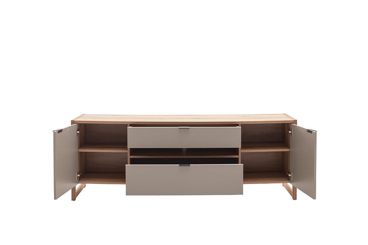 TV-ELEMENT Grau, Schwarz, Eichefarben  185/67/44 cm  - Eichefarben/Anthrazit, Design, Holzwerkstoff/Metall (185/67/44cm) - Hom`in