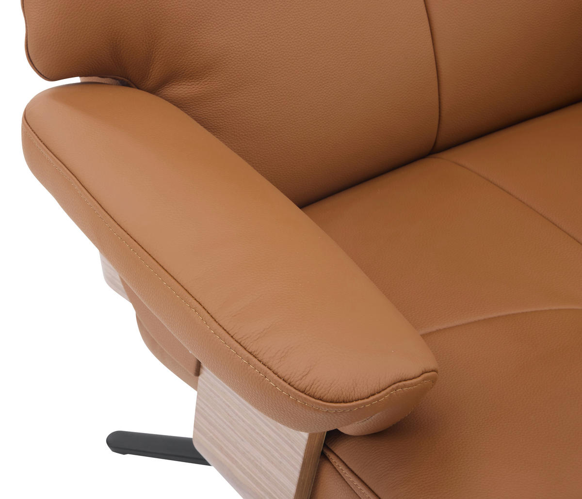 RELAXFÅTÖLJ SET i trä, textil, läder brun  - brun/svart, Design, metall/läder (78/111/81cm) - Livetastic