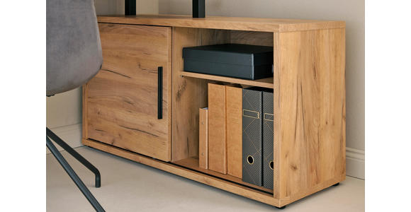ECKSCHREIBTISCH 150/110/74 cm in Eichefarben - Eichefarben/Schwarz, MODERN, Holzwerkstoff/Metall (150/110/74cm) - Novel