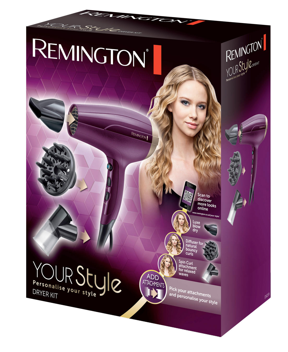 HAARTROCKNER Haartrockner  - Lila, Basics, Kunststoff (19/26/9cm) - Russell Hobbs