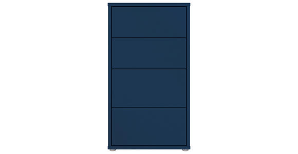 KOMMODE , 55/99/35 cm, 4 Schublade(n)  - Silberfarben/Dunkelblau, Trend, Holzwerkstoff/Kunststoff (55/99/35cm) - Carryhome