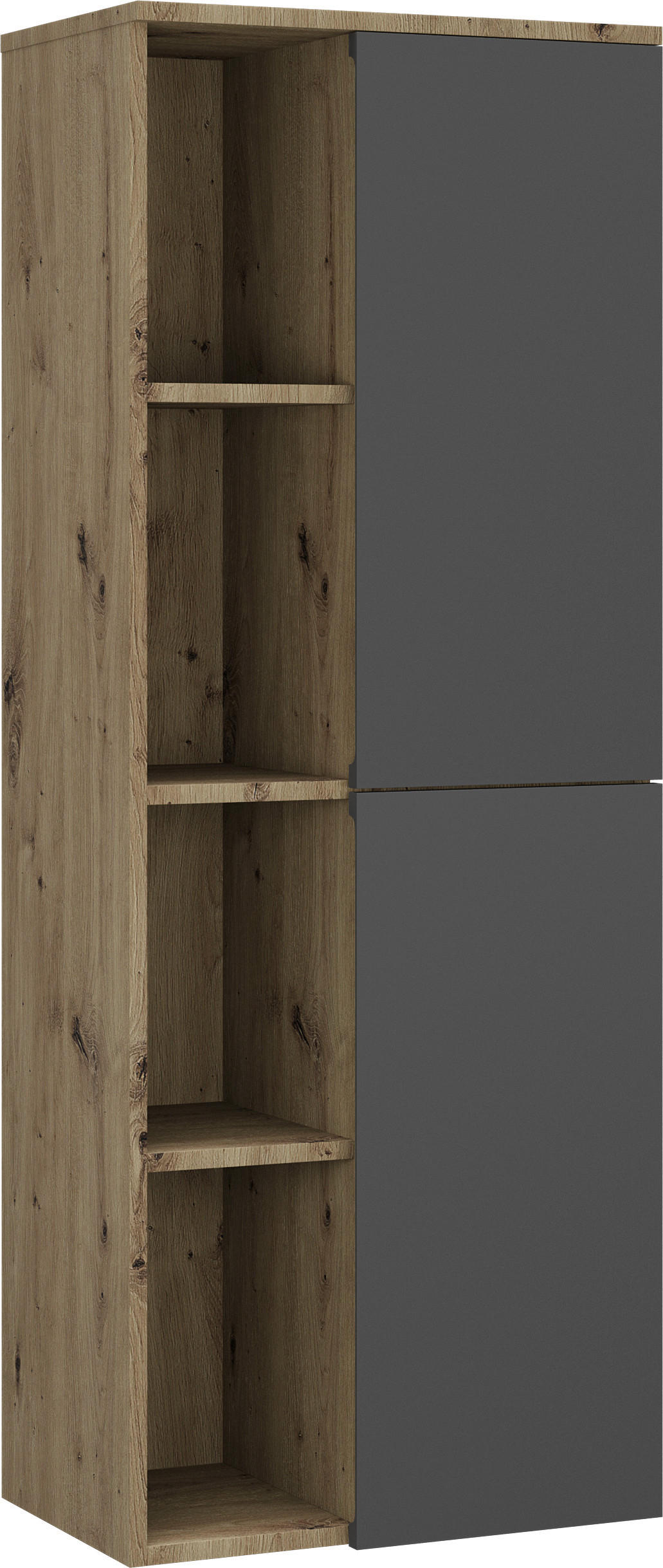 MIDI SKŘÍŇKA, antracitová, barvy dubu, 50/132/32 cm - barvy dubu/antracitová, Moderní, kompozitní dřevo/sklo (50/132/32cm) - Stylife