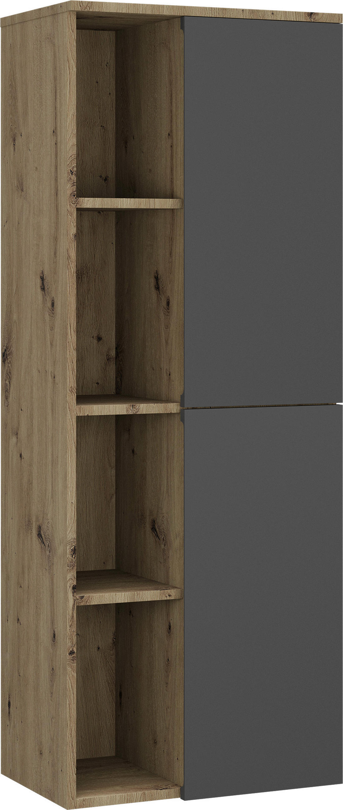 MIDI SKŘÍŇKA, antracitová, barvy dubu, 50/132/32 cm - barvy dubu/antracitová, Moderní, kompozitní dřevo/sklo (50/132/32cm) - Stylife