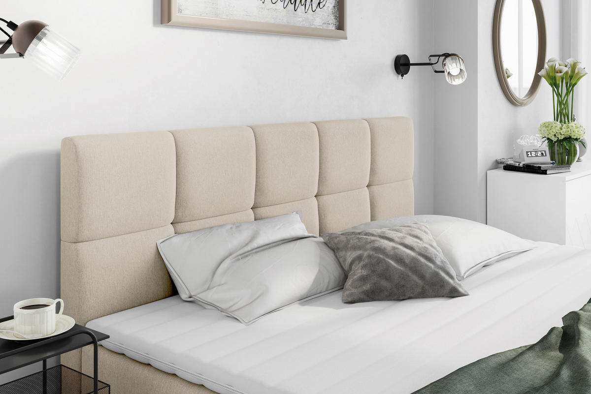 BOXBETT 200/220 cm  in Creme  - Creme/Schwarz, LIFESTYLE, Holz/Holzwerkstoff (200/220cm) - Livetastic