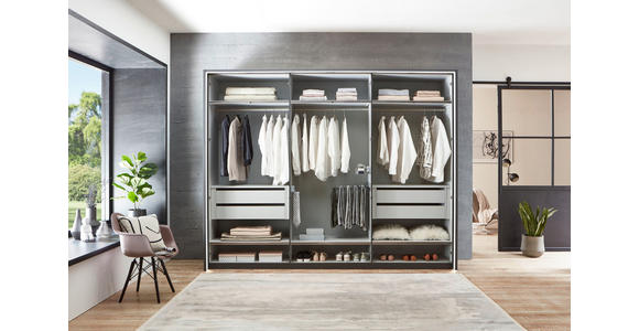 DREHTÜRENSCHRANK 300/236/58 cm 6-türig Graphitfarben - Schwarz/Graphitfarben, Design, Glas/Holzwerkstoff (300/236/58cm) - Novel