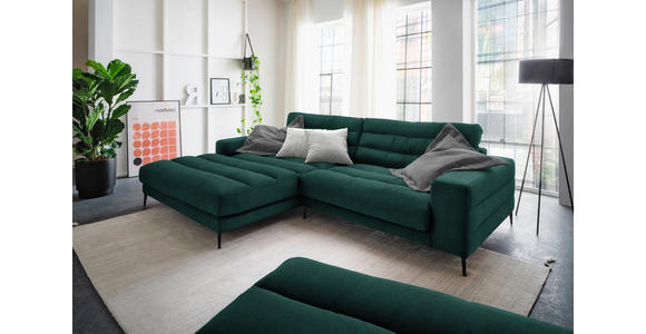 ECKSOFA in Cord Grün  - Schwarz/Grün, Design, Textil/Metall (207/296cm) - Dieter Knoll