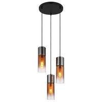 HÄNGELEUCHTE 34/150 cm    - Klar/Schwarzchrom, Design, Glas/Textil (34/150cm) - Globo