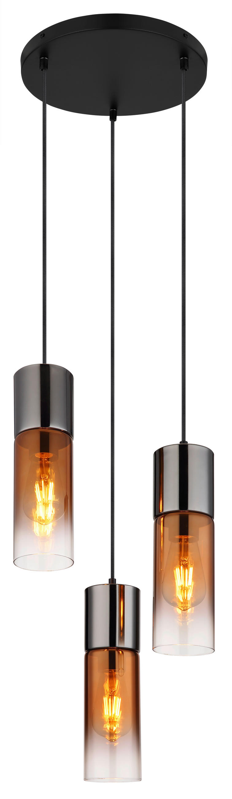 HÄNGELEUCHTE 34/150 cm    - Klar/Schwarzchrom, Design, Glas/Textil (34/150cm) - Globo