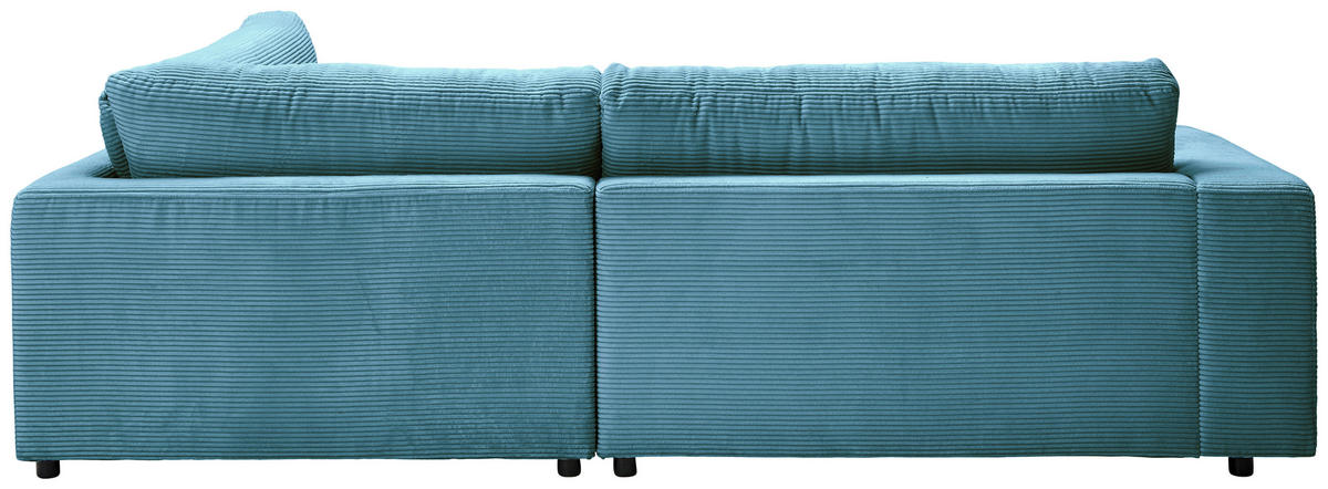 ECKSOFA in Cord Petrol  - Petrol/Schwarz, Design, Kunststoff/Textil (265/224cm) - Hom`in