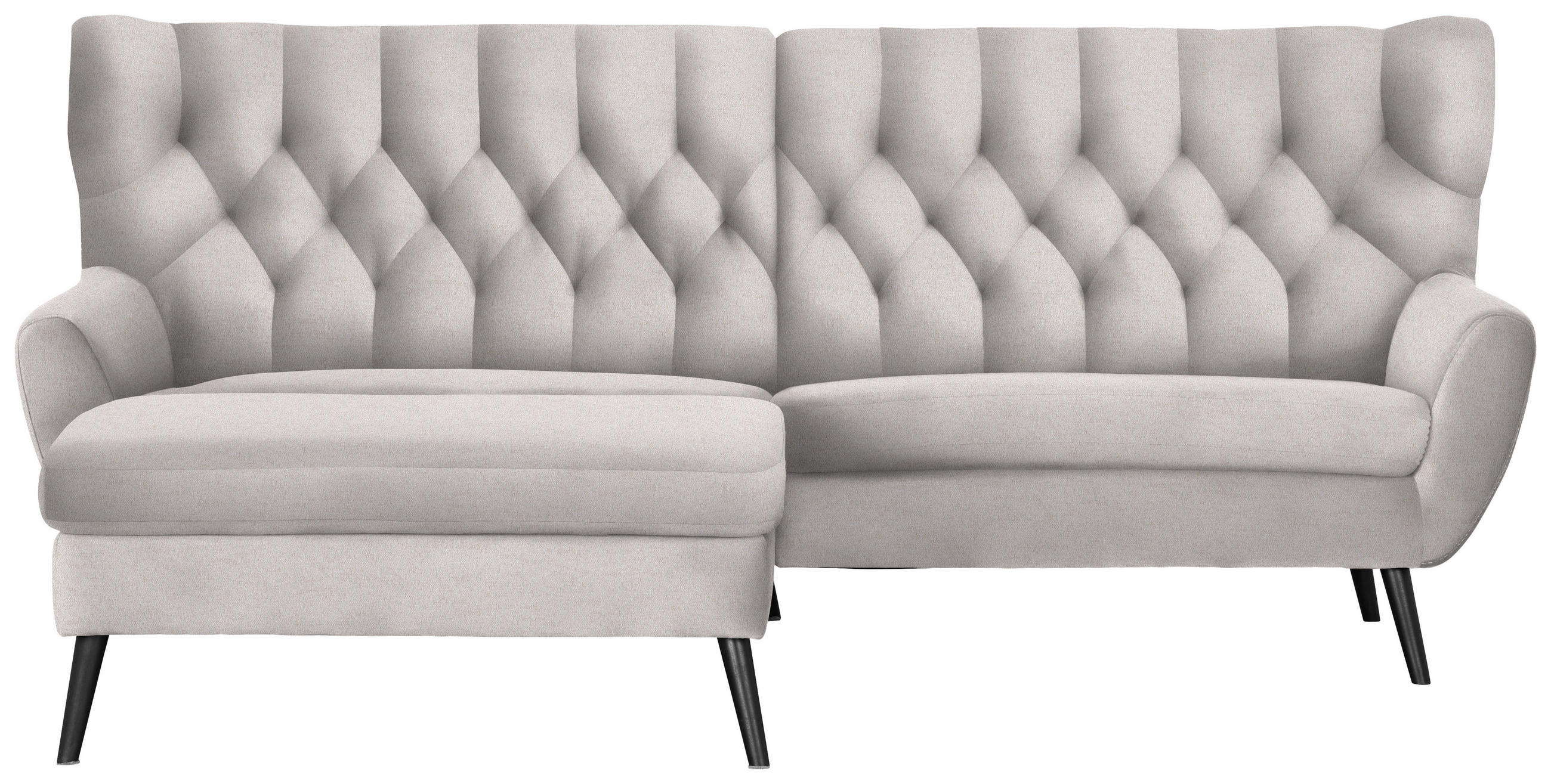 ECKSOFA  in Webstoff Beige Rücken echt  165/237 cm  - Beige/Schwarz, Design, Holz/Textil (165/237cm) - Stylife