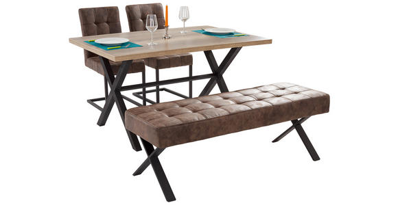 ESSTISCH Wildeiche rechteckig   - Wildeiche/Anthrazit, Trend, Holzwerkstoff/Metall (140/90/75cm) - Carryhome