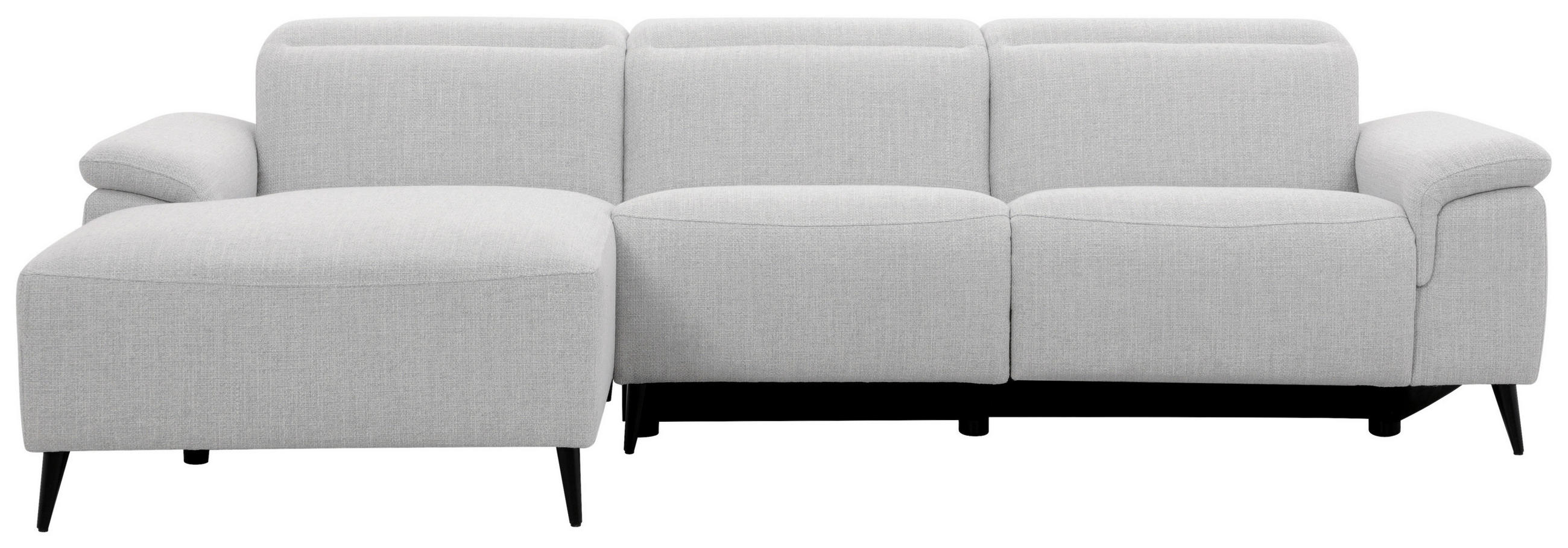 ECKSOFA inkl. Funktionen Hellgrau Leinenoptik  - Schwarzchrom/Hellgrau, Design, Holz/Kunststoff (270/75/171cm) - Xora