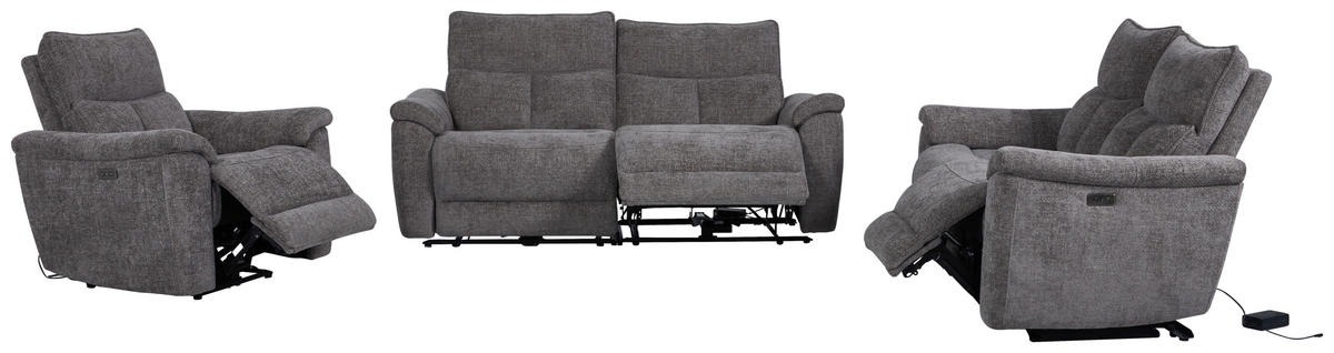 RELAXFÅTÖLJ i trä, metall, textil grå  - grå, Modern, metall/trä (97,8/96,5/102cm)