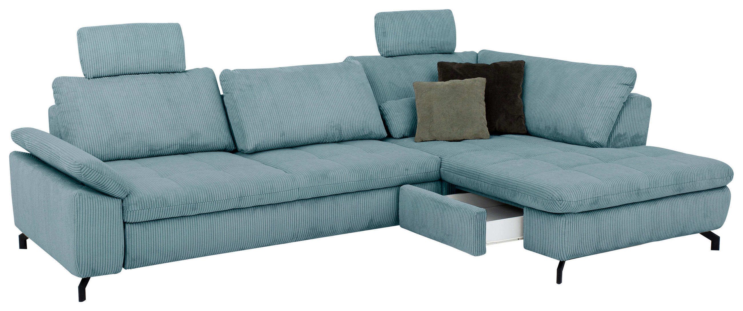 HÖRNSOFFA i manchester, velour ljusblå  - ljusblå/svart, Design, metall/textil (291/197cm) - Beldomo Style