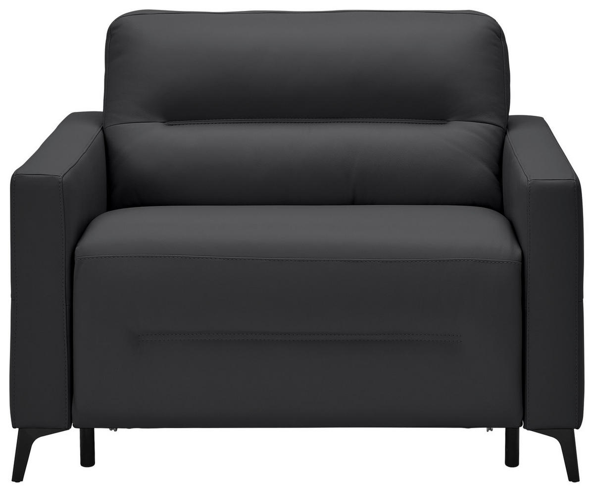 SCHLAFSESSEL Echtleder Schwarz    - Schwarz, Design, Leder/Metall (115/89/97cm) - Novel