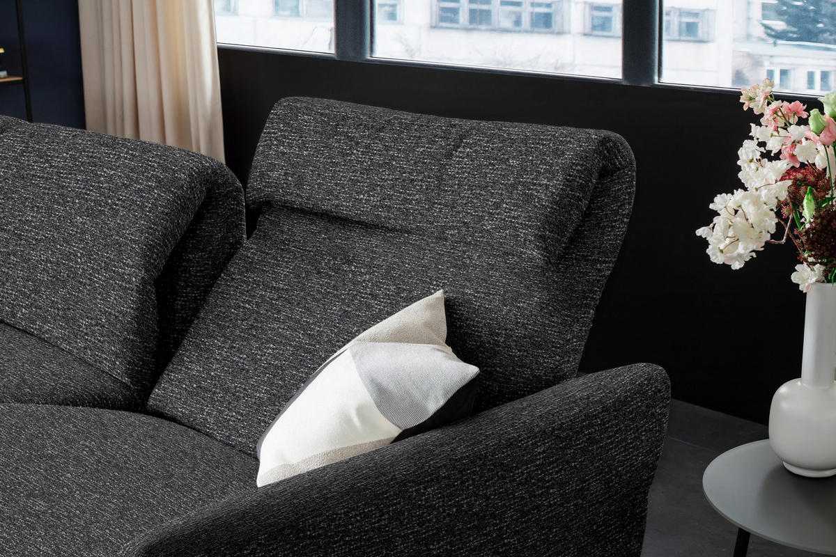 ECKSOFA Anthrazit Chenille  - Anthrazit/Schwarz, Design, Textil/Metall (187/299cm) - Schöner Wohnen