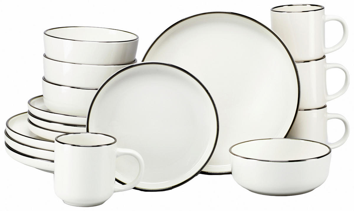 KOMBISERVICE Nordic Festive Creme 16-teilig  - Goldfarben/Creme, Basics, Keramik - Creatable