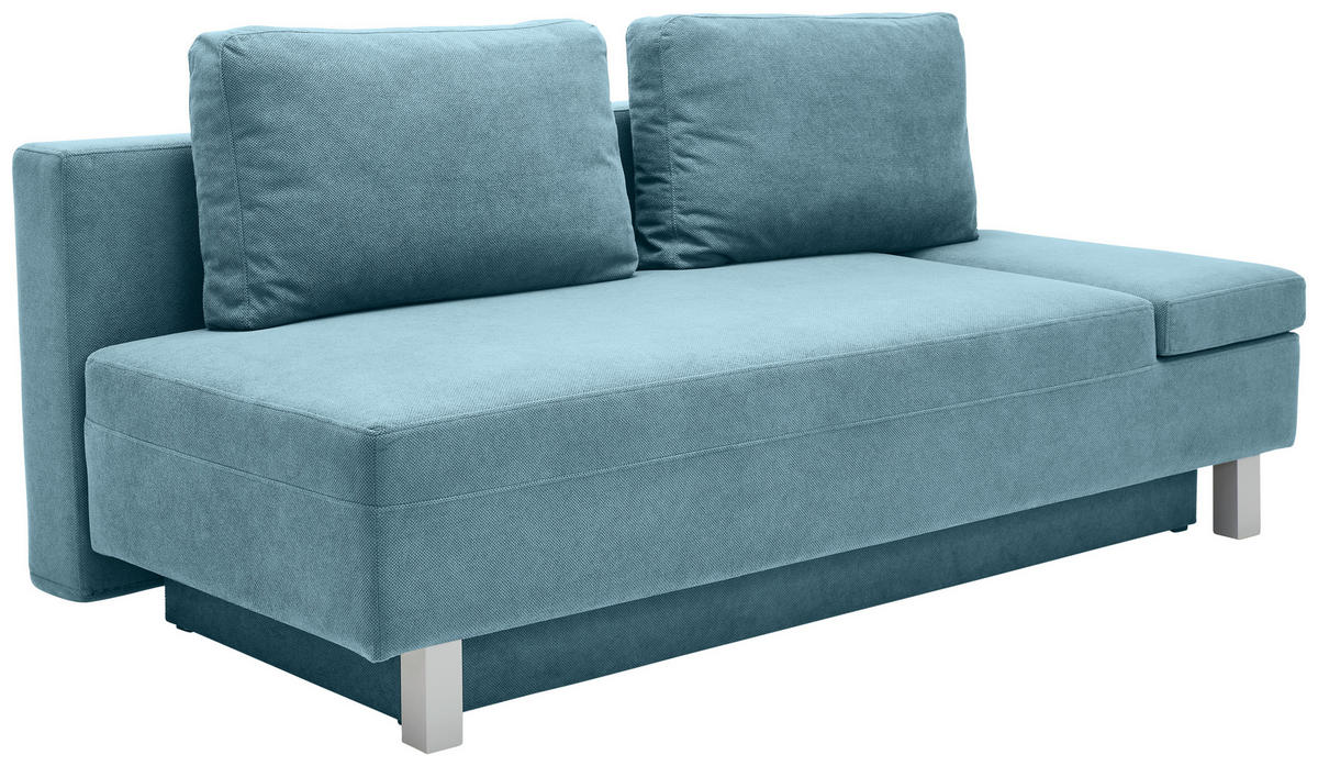 SCHLAFSOFA in Flachgewebe Blau  - Chromfarben/Blau, Design, Holz/Textil (205/77-93/99cm) - Novel