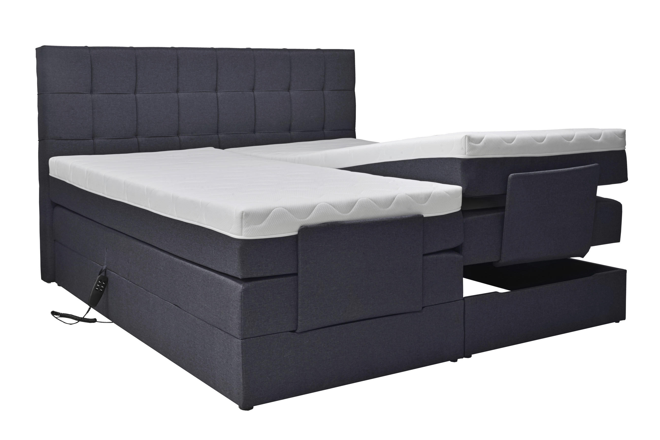 BOXSPRINGBETT 180/200 cm  in Anthrazit  - Anthrazit/Schwarz, Basics, Kunststoff/Textil (180/200cm) - Moderano