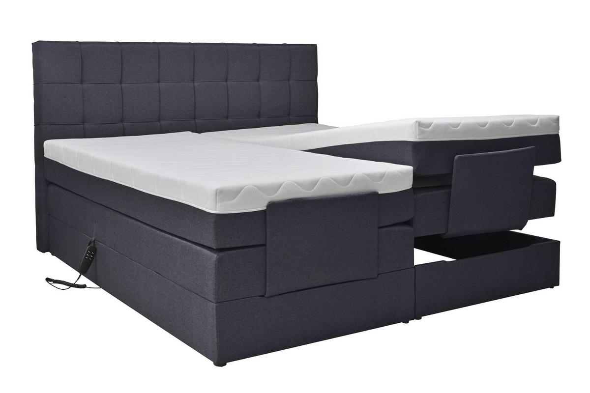 BOXSPRINGBETT 180/200 cm  in Anthrazit  - Anthrazit/Schwarz, Basics, Kunststoff/Textil (180/200cm) - Moderano