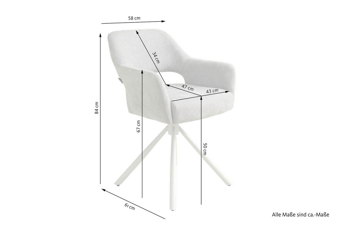 ARMLEHNSTUHL  Sitzfläche 360° drehbar Webstoff  Greige, Seidengrau  - Greige/Seidengrau, MODERN, Textil/Metall (58/84/61cm) - Schöner Wohnen