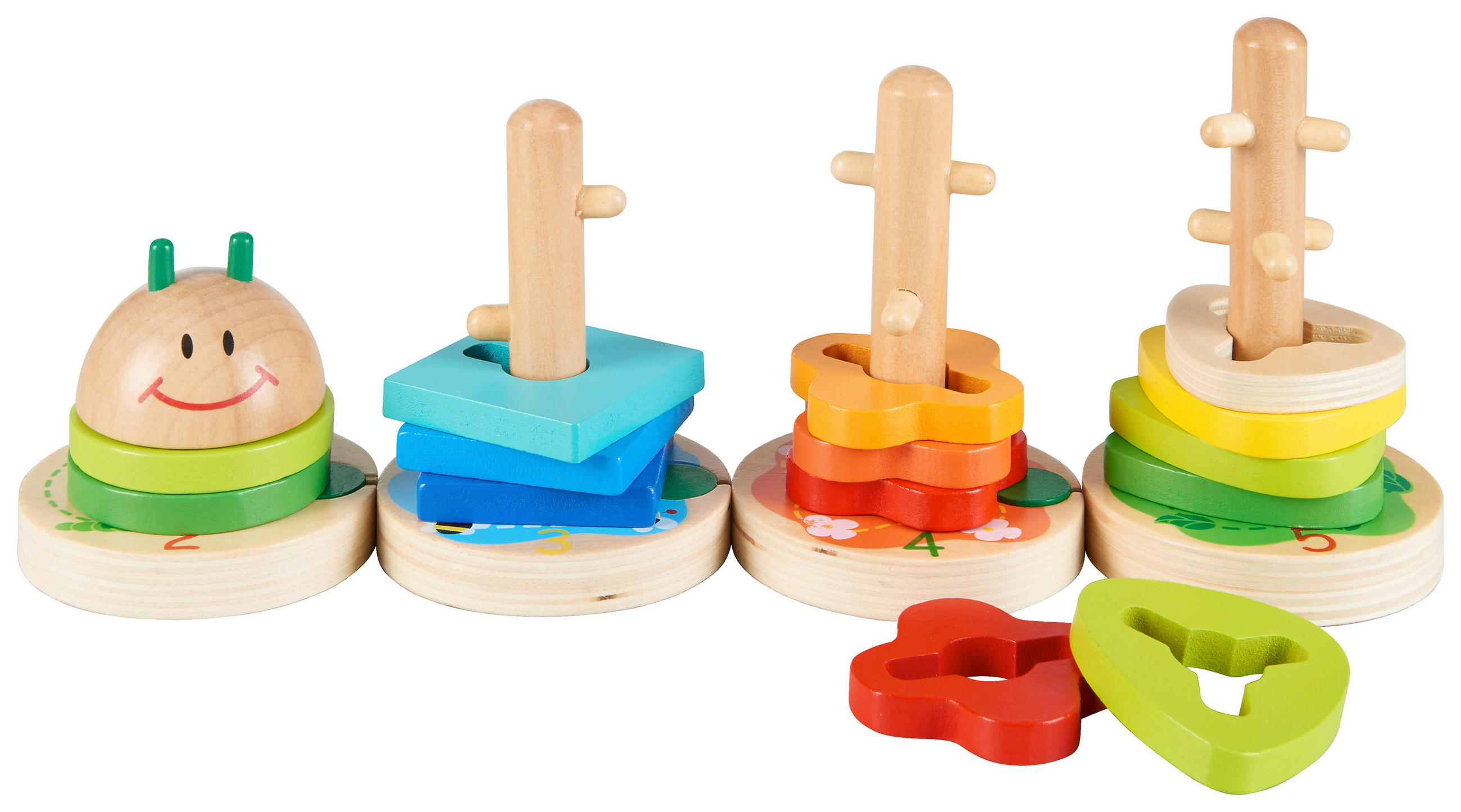 MOTORIKSPIEL Raupe  - Multicolor, Basics, Holz/Holzwerkstoff (33/12,5cm) - My Baby Lou