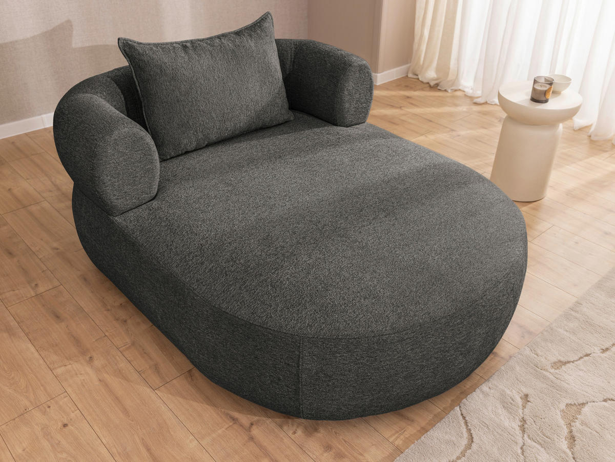 XXL-SESSEL in Chenille Anthrazit  - Anthrazit/Schwarz, Design, Kunststoff/Textil (122/76/156cm) - Livetastic