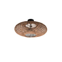 DECKENLEUCHTE HEDDA 52/28 cm   - Schwarz/Braun, Natur, Textil/Metall (52/28cm) - Trio Leuchten