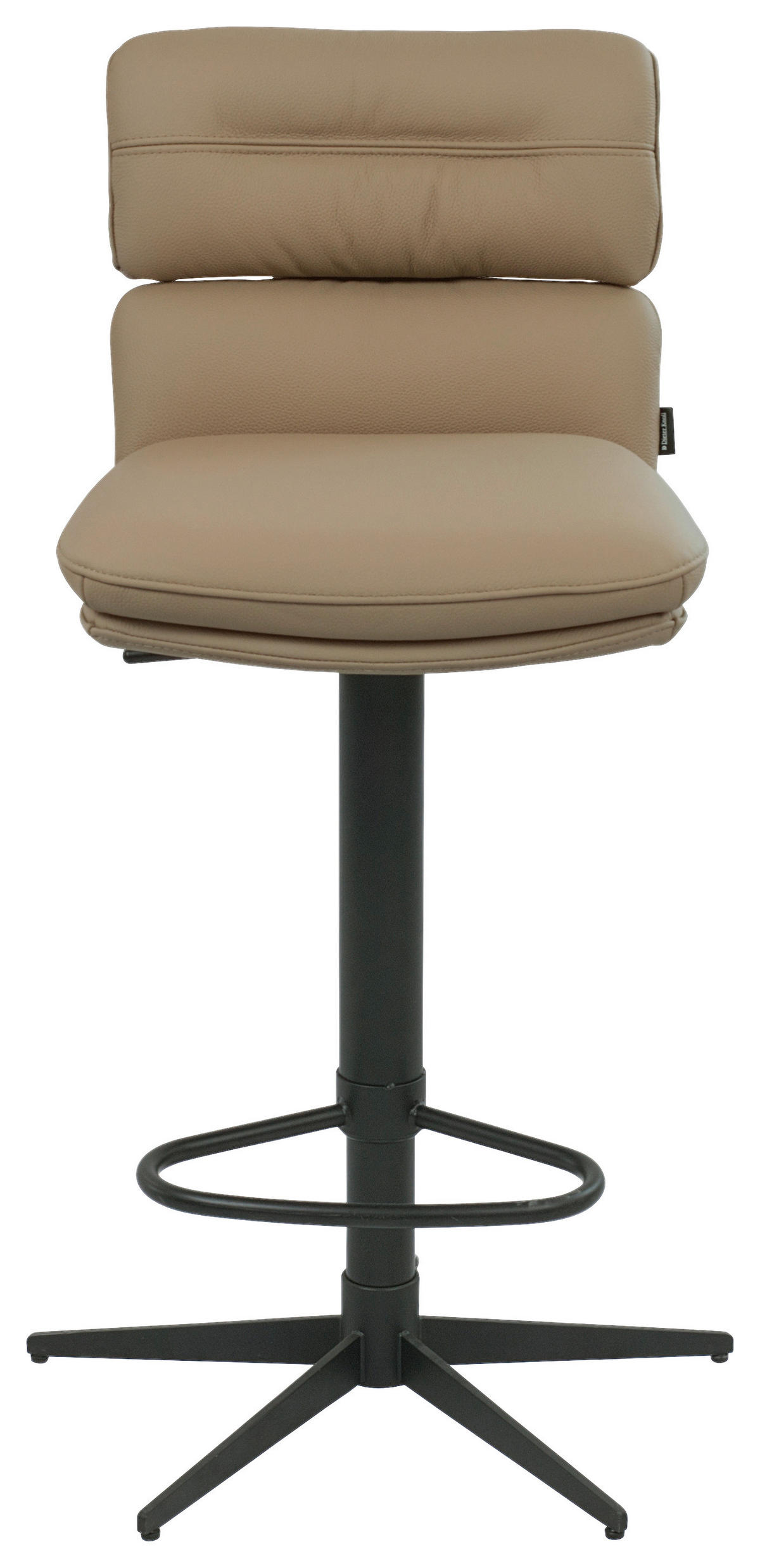 BARHOCKER Echtleder Schwarz, Taupe Eisen Lederauswahl, Stoffauswahl, Wippfunktion, Sitzfläche 360° drehbar  - Taupe/Schwarz, Design, Leder/Metall (42/99-117/50cm) - Dieter Knoll