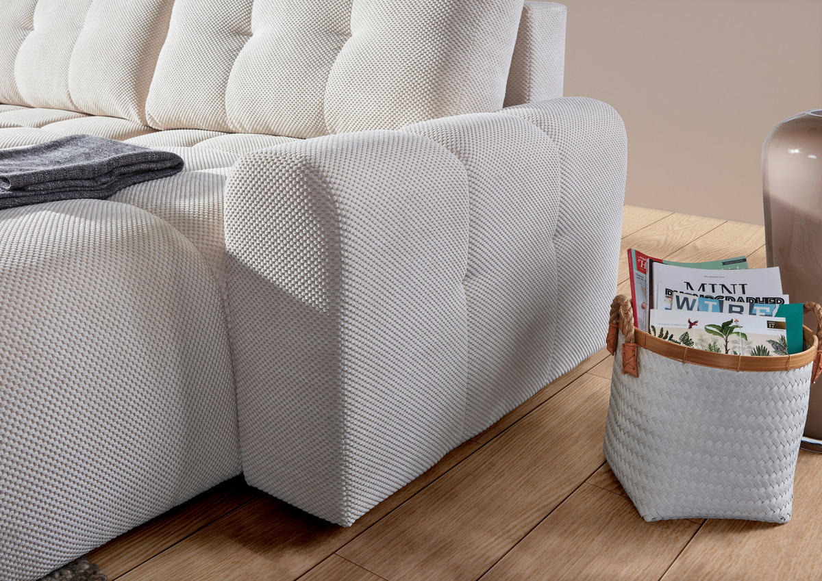 ECKSOFA Naturfarben Flachgewebe  - Schwarz/Naturfarben, KONVENTIONELL, Kunststoff/Textil (256/157cm) - Carryhome