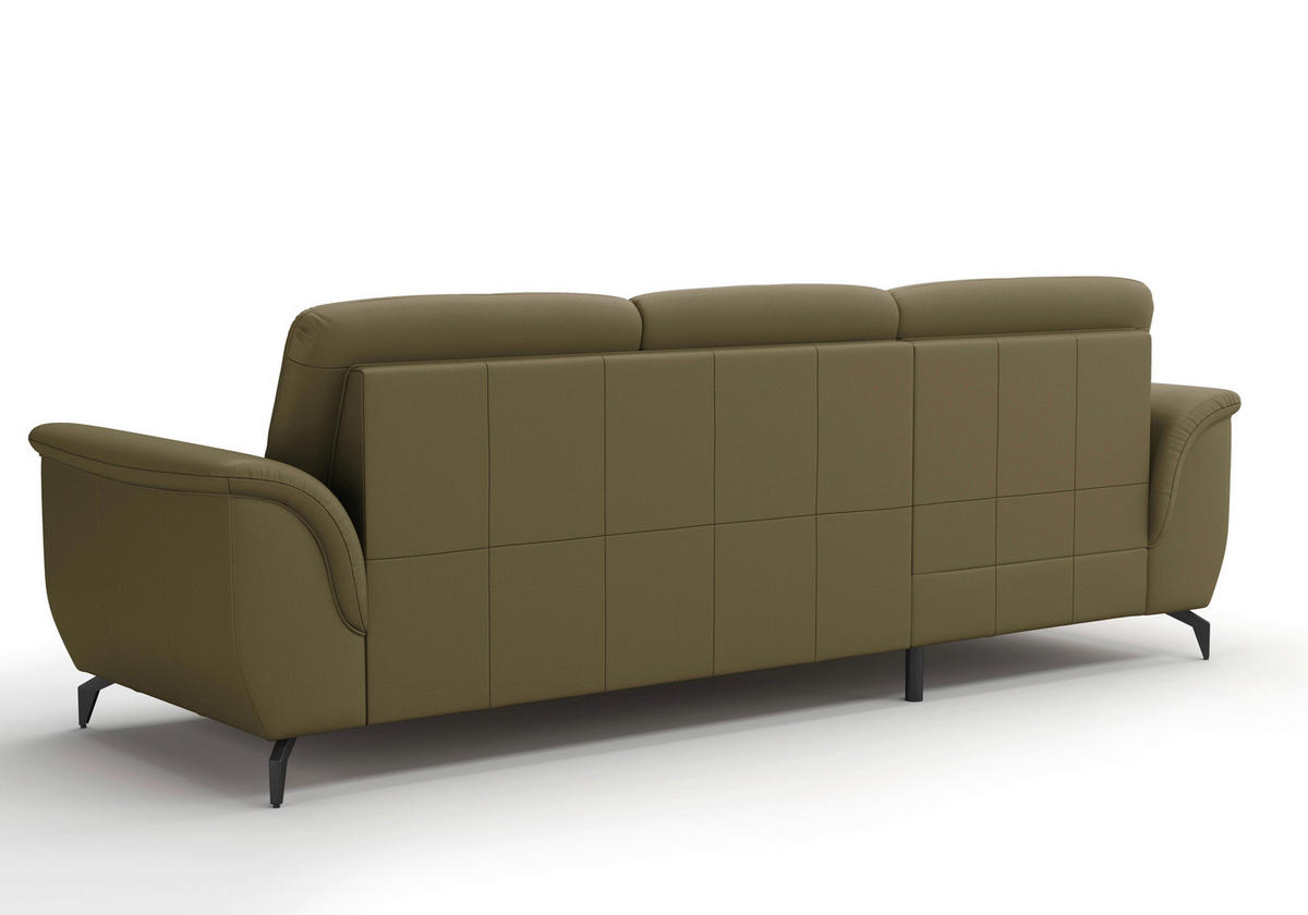 ECKSOFA in Echtleder Olivgrün  164/262 cm  - Schwarz/Olivgrün, MODERN, Leder/Metall (164/262cm) - Sit & More