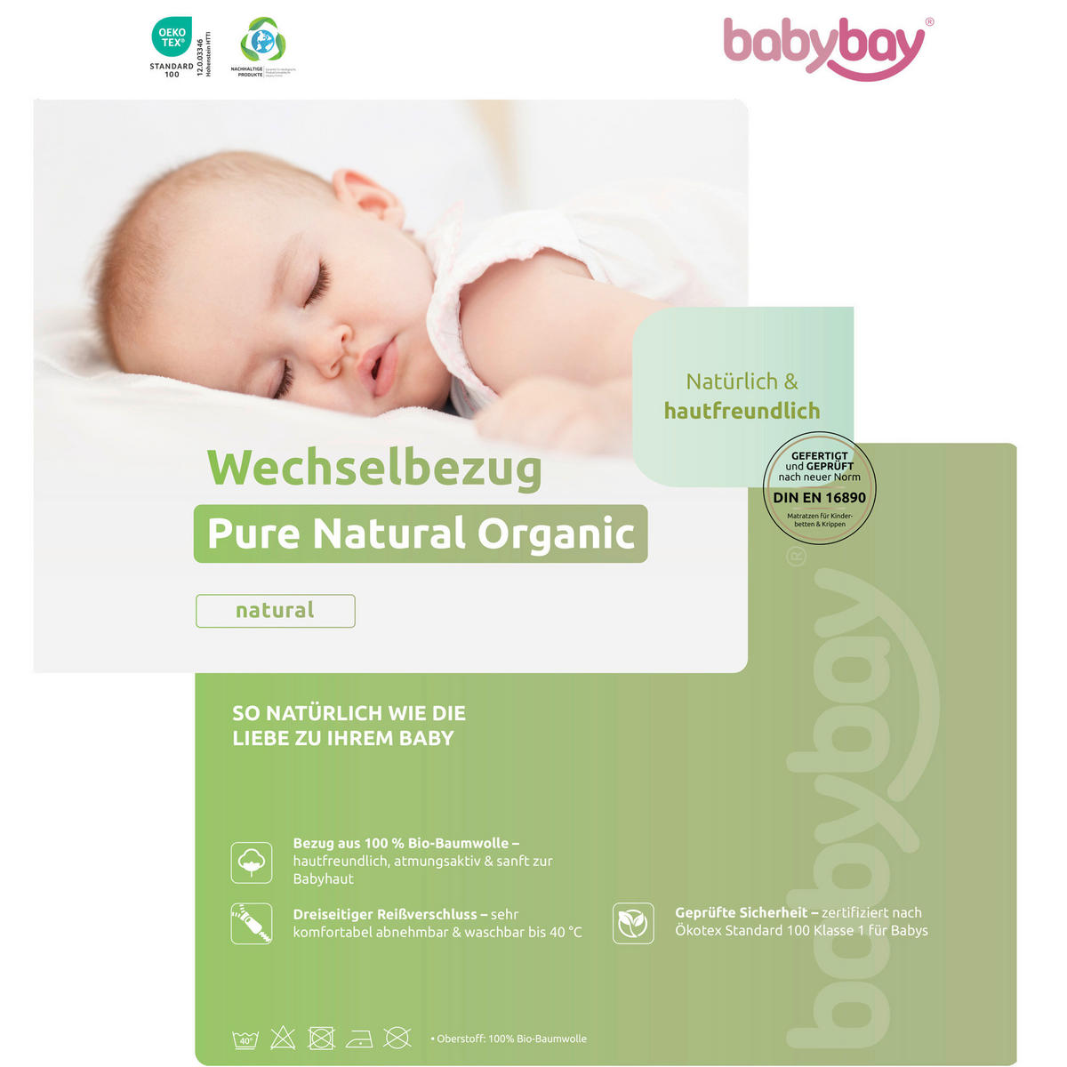MATRATZENBEZUG    - Beige, Basics (81/40,5/6cm) - Babybay
