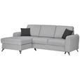 ECKSOFA in Flachgewebe Hellgrau  - Silberfarben/Hellgrau, Design, Textil/Metall (167/244cm) - Cantus