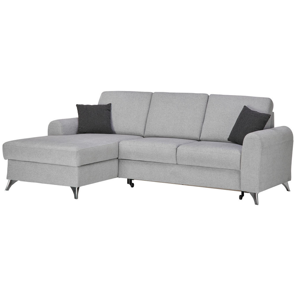Thumbnail - Cantus Ecksofa, Hellgrau, Textil, Uni, 3-Sitzer, Ottomane links, L-Form, 244x167 cm, Liegefunktion, Wohnzimmer, Sofas & ...