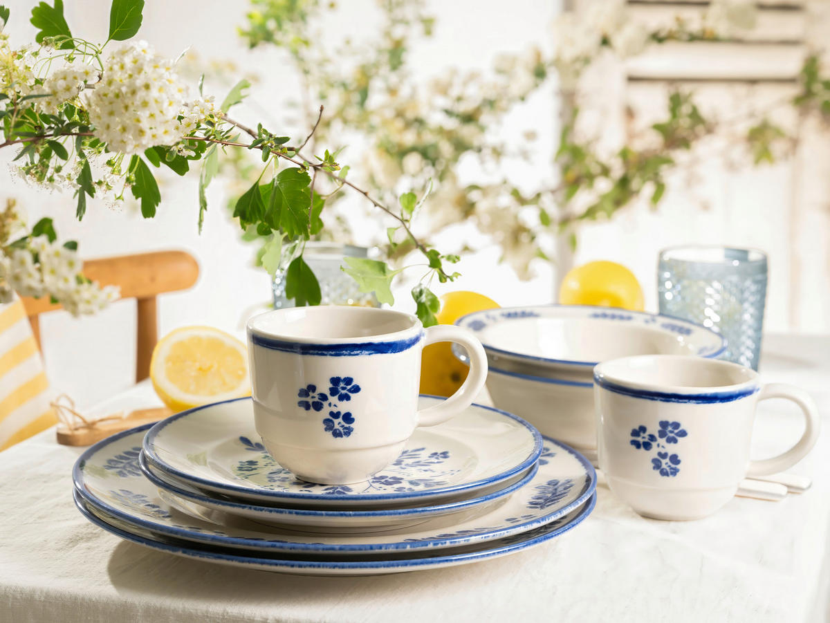 KOMBISERVICE Rondo Cottage 8-teilig  - Blau/Weiß, Basics, Keramik - Creatable