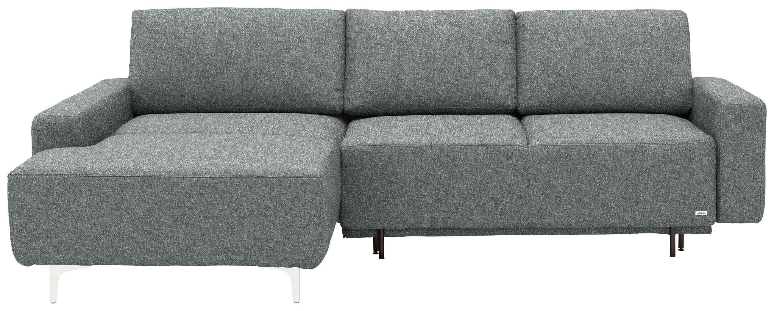ECKSOFA  in Mikrovelours Grün  160/248 cm  - Alufarben/Grün, Design, Textil/Metall (160/248cm) - Sedda