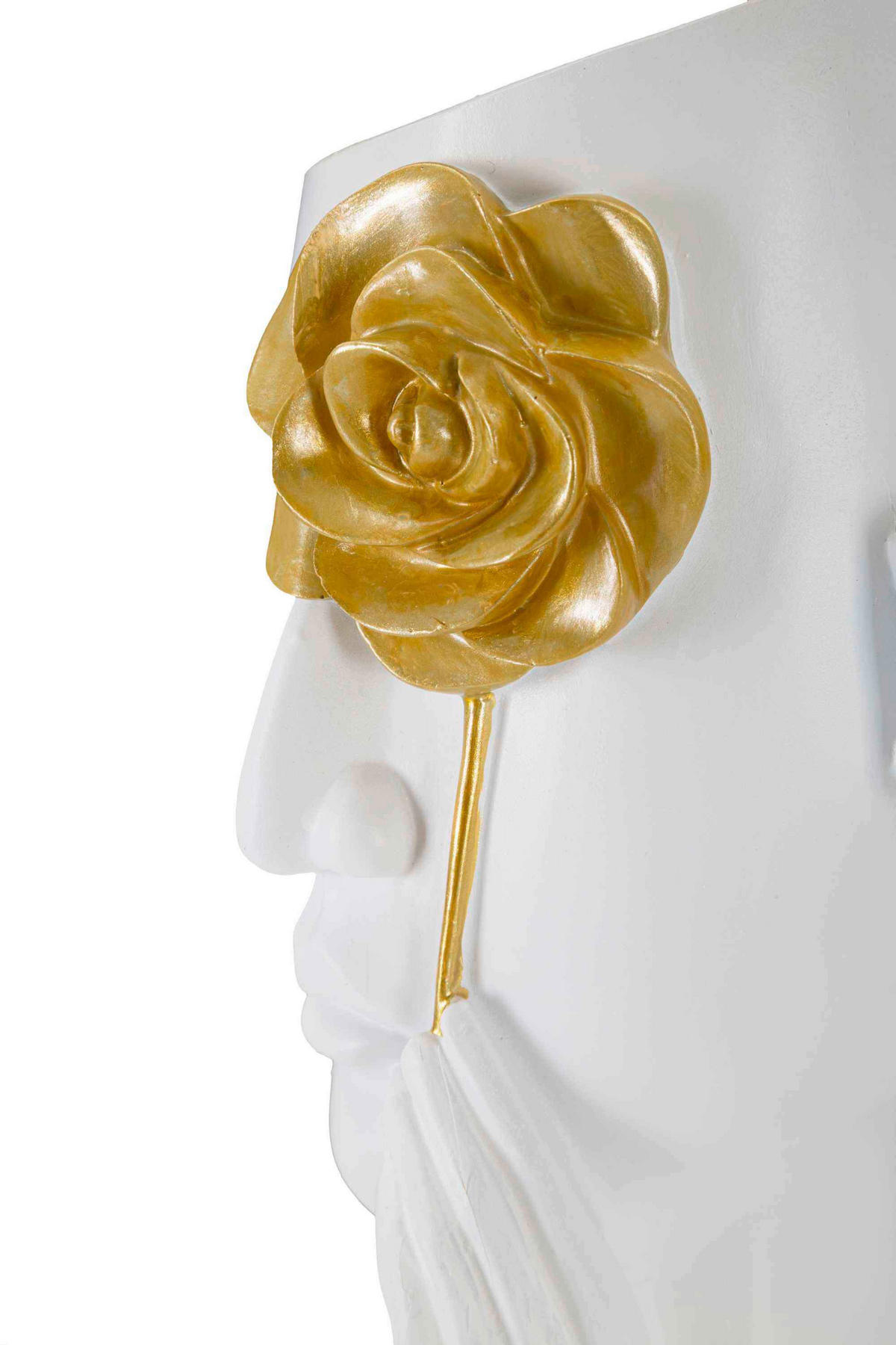 Vase Face C/Fiore  - Goldfarben/Weiß, Basics, Kunststoff (14/27  /13cm)