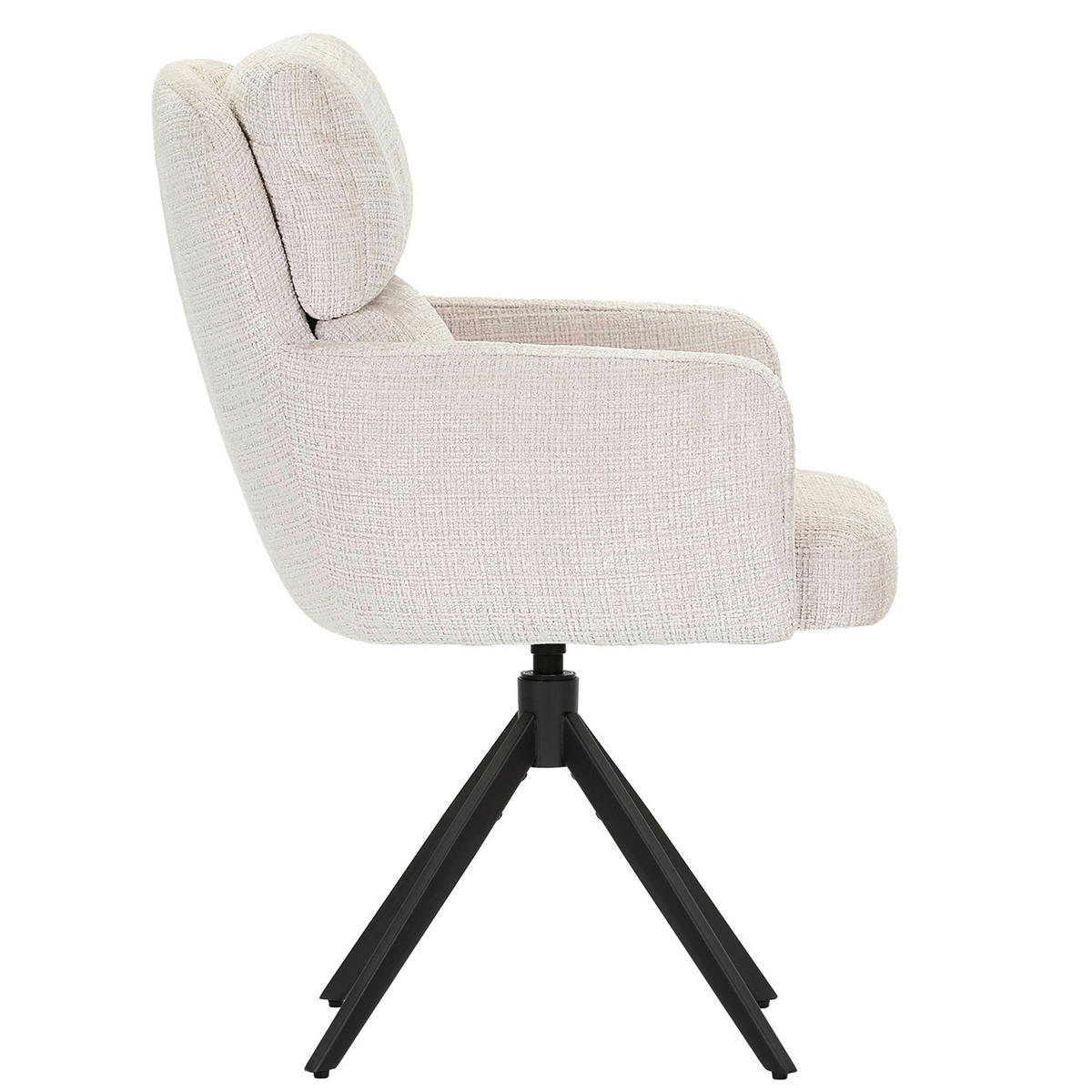 ARMLEHNSTUHL  Typenauswahl, Sitzfläche 360° drehbar Chenille  Schwarz, Beige  - Beige/Schwarz, Design, Textil/Metall (60/90/65cm) - Milino
