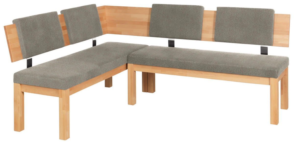 ECKBANK 160/200 cm  in Buchefarben, Greige  - Greige/Buchefarben, Natur, Holz/Textil (160/200cm) - Cantus
